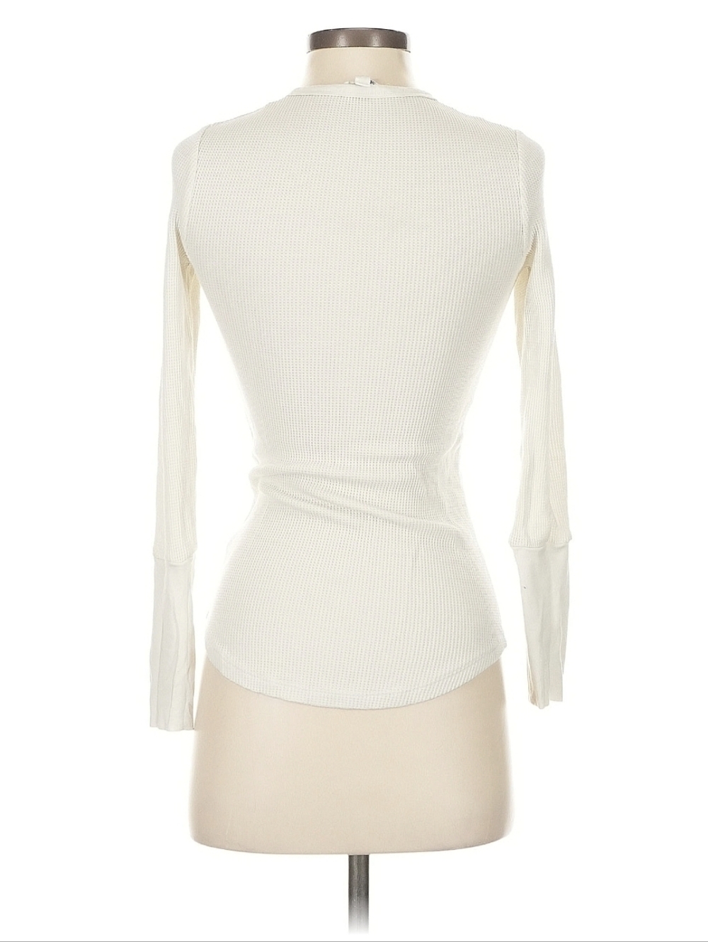Splendid Waffle Knit Henley Long Sleeve Top XS Cream Off White - Picture 2 of 5